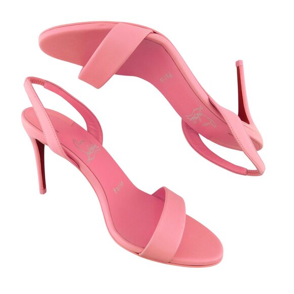 Unworn Christian Louboutin Pink Leather Strap Pump Sling Heel Sandals 36